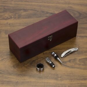 Kit Vinho 4 Peças em Maleta de Madeira Personalizado