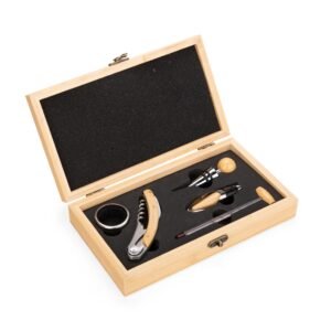Kit Vinho 5 Peças com Estojo de Bambu
